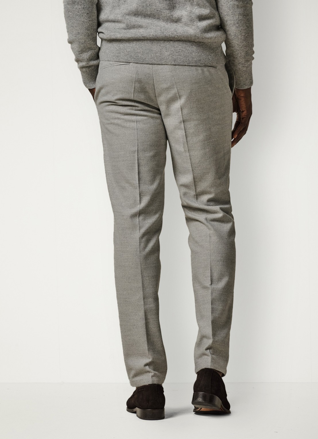 Profuomo Slim fit pantalon met steekzakken - achterkant grijsmele