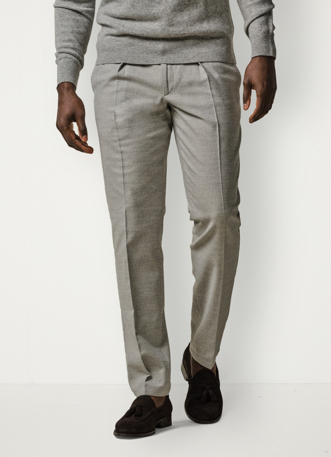 Profuomo Slim fit pantalon met steekzakken - detail 4 grijsmele