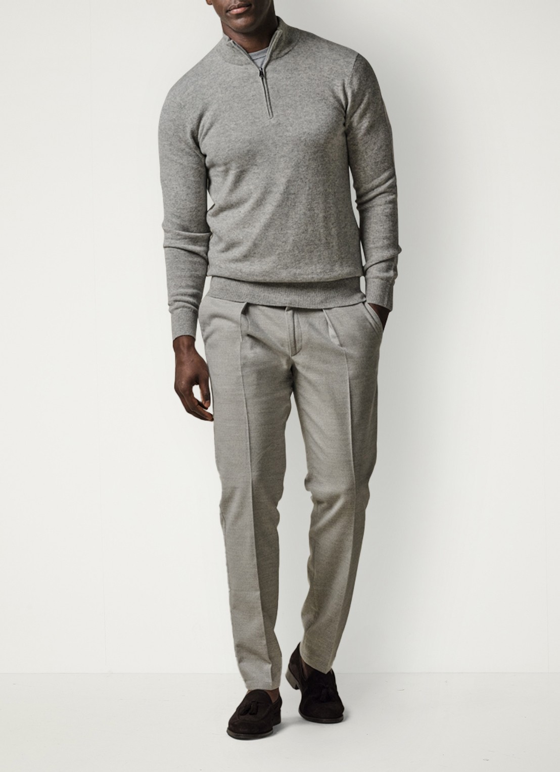 Profuomo Slim fit pantalon met steekzakken - voorkant 3 grijsmele