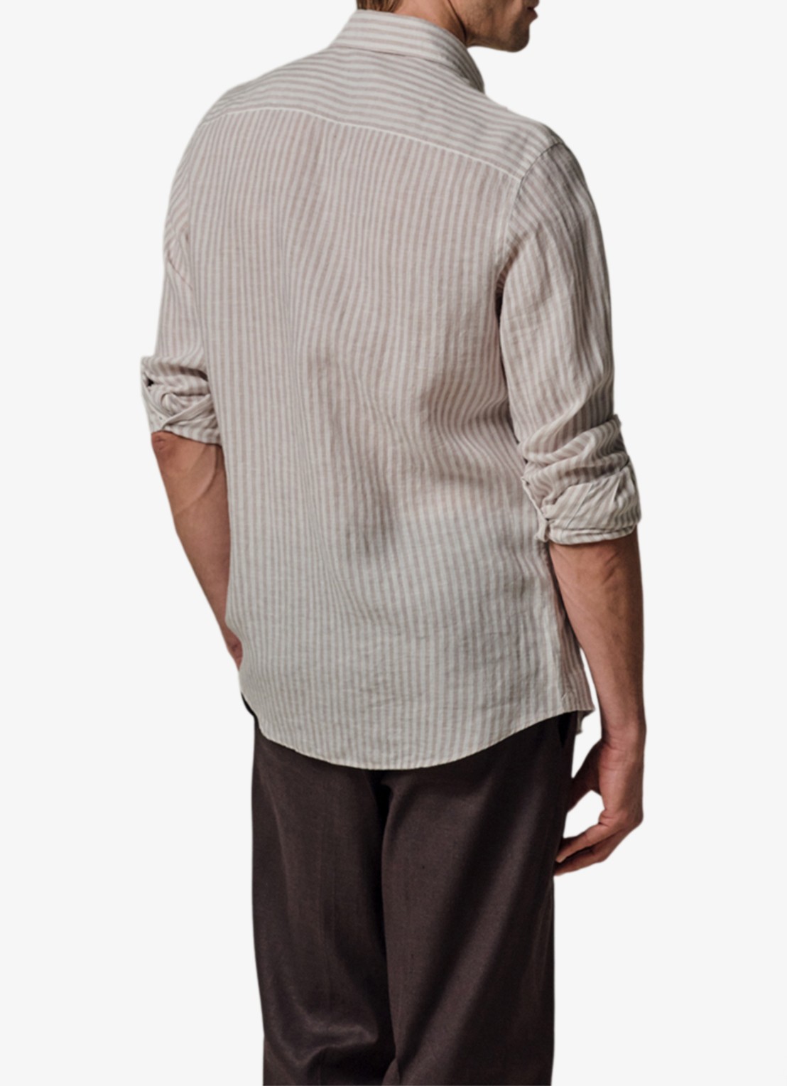 Profuomo Slim fit shirt in linnen - achterkant beige