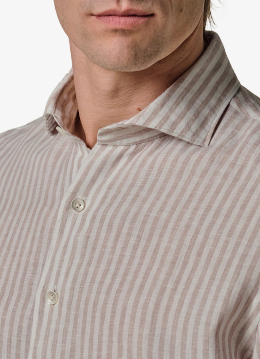 Profuomo Slim fit shirt in linnen - detail 5 beige