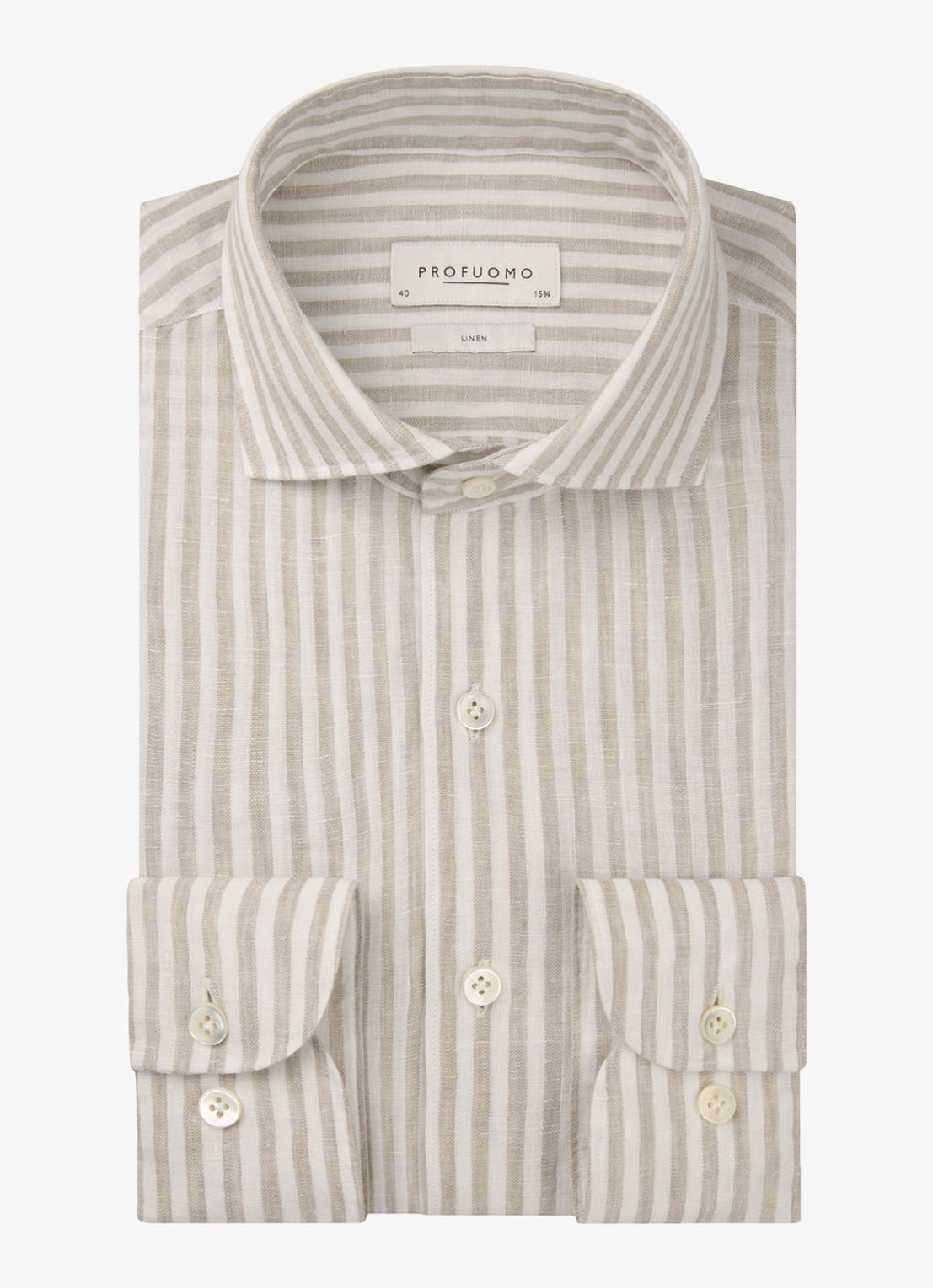Profuomo Slim fit shirt in linnen - voorkant 2 beige