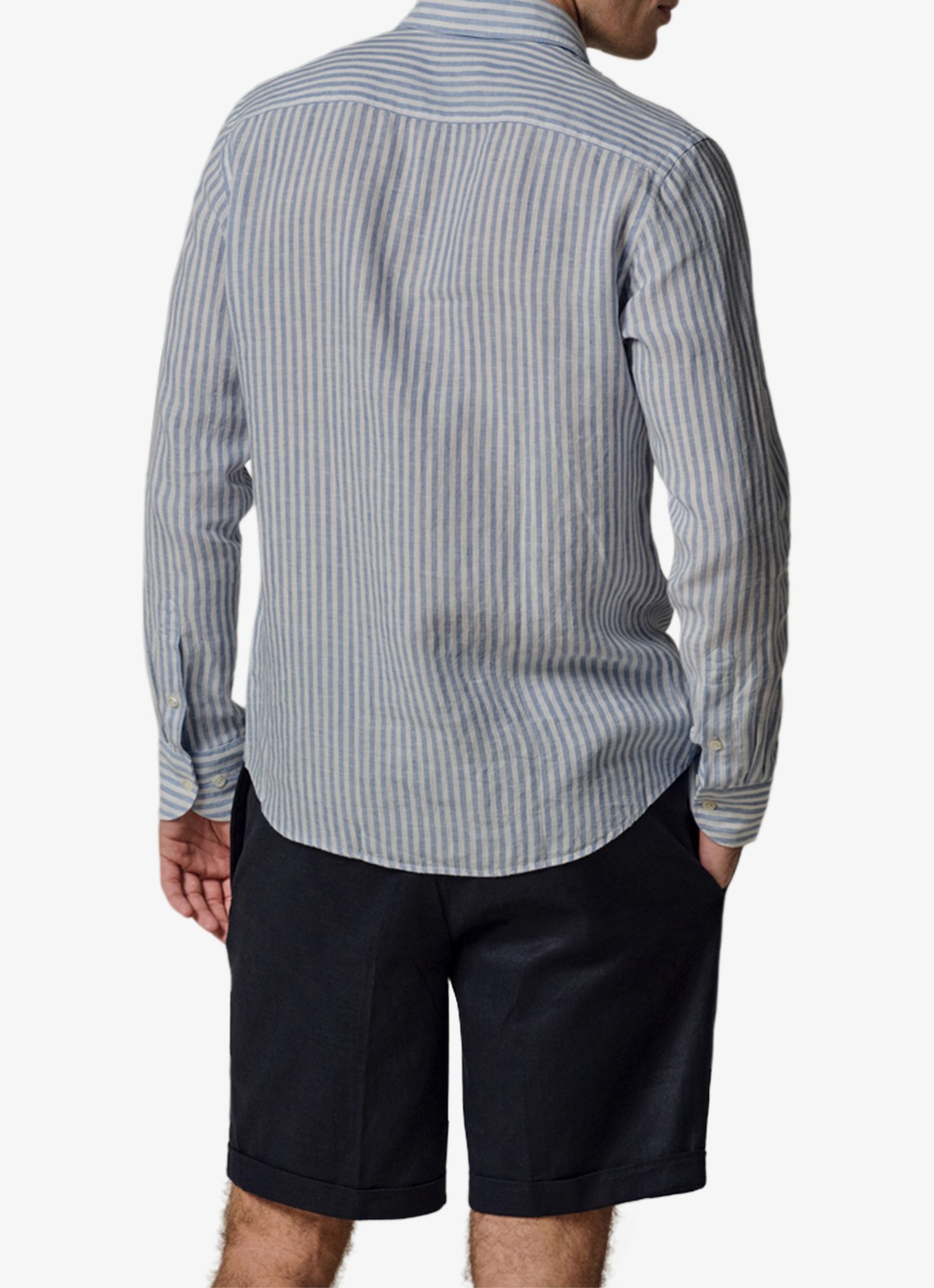 Profuomo Slim fit shirt in linnen - achterkant blauw