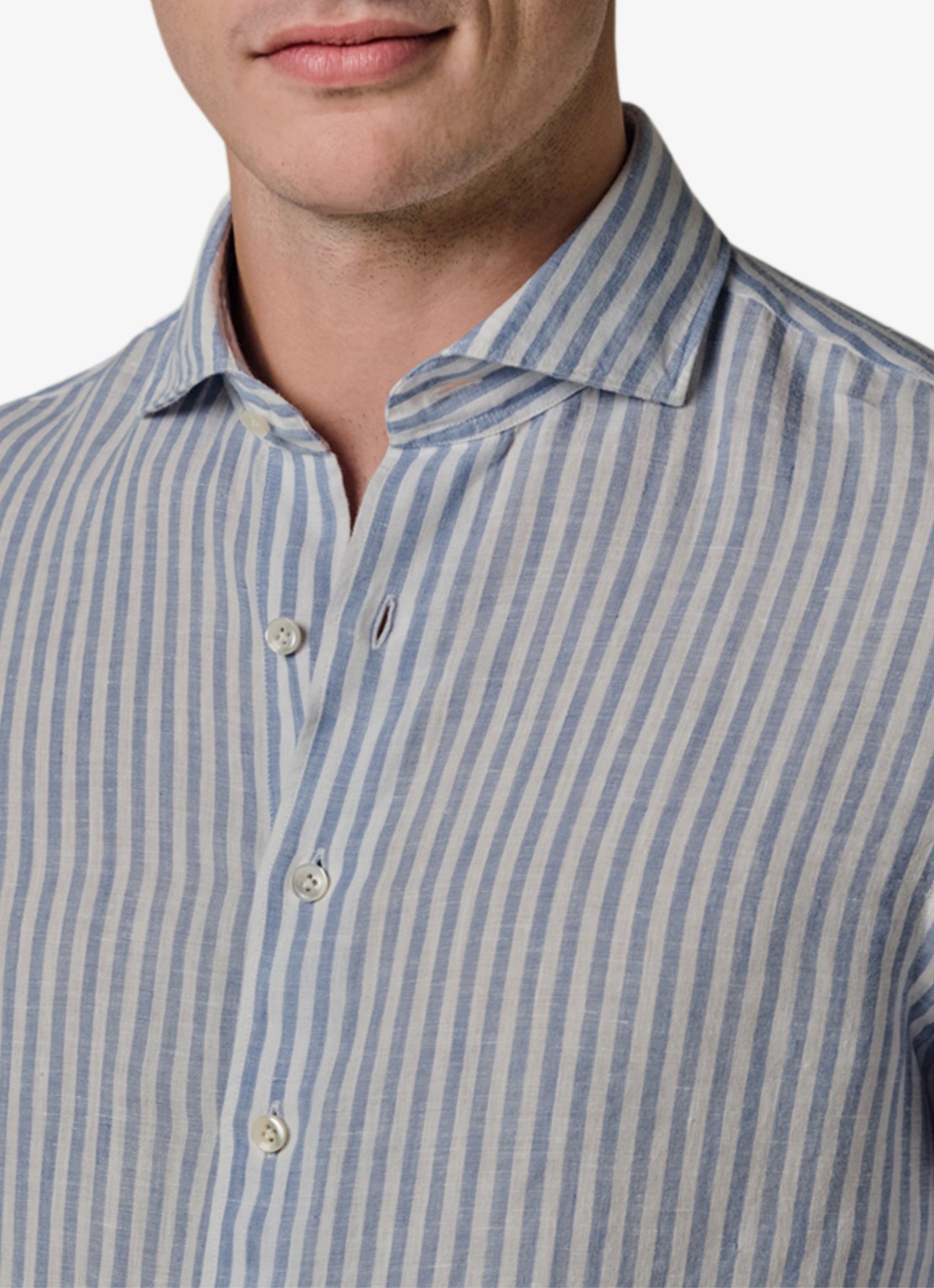 Profuomo Slim fit shirt in linnen - detail 3 blauw