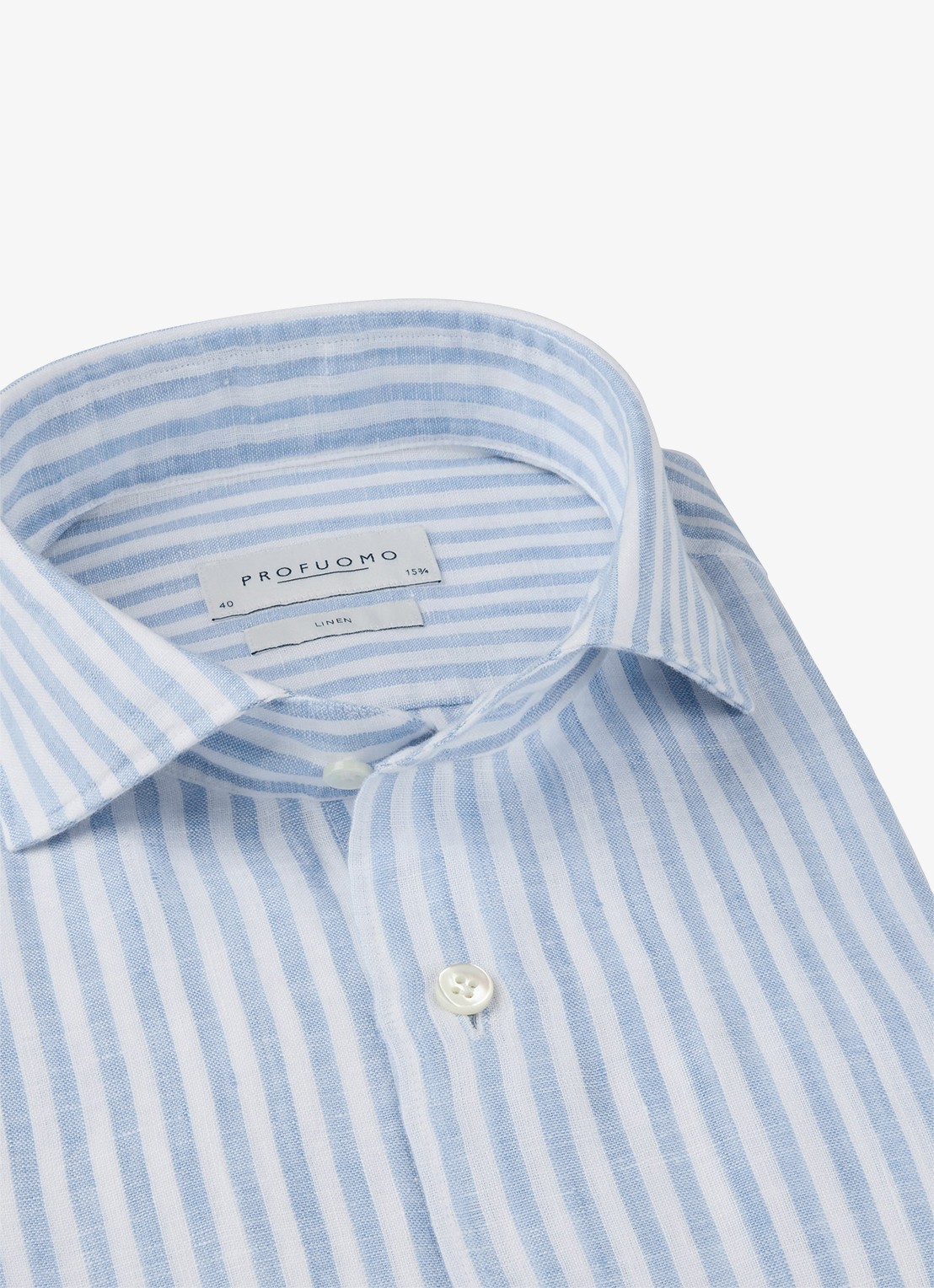 Profuomo Slim fit shirt in linnen - detail 4 blauw