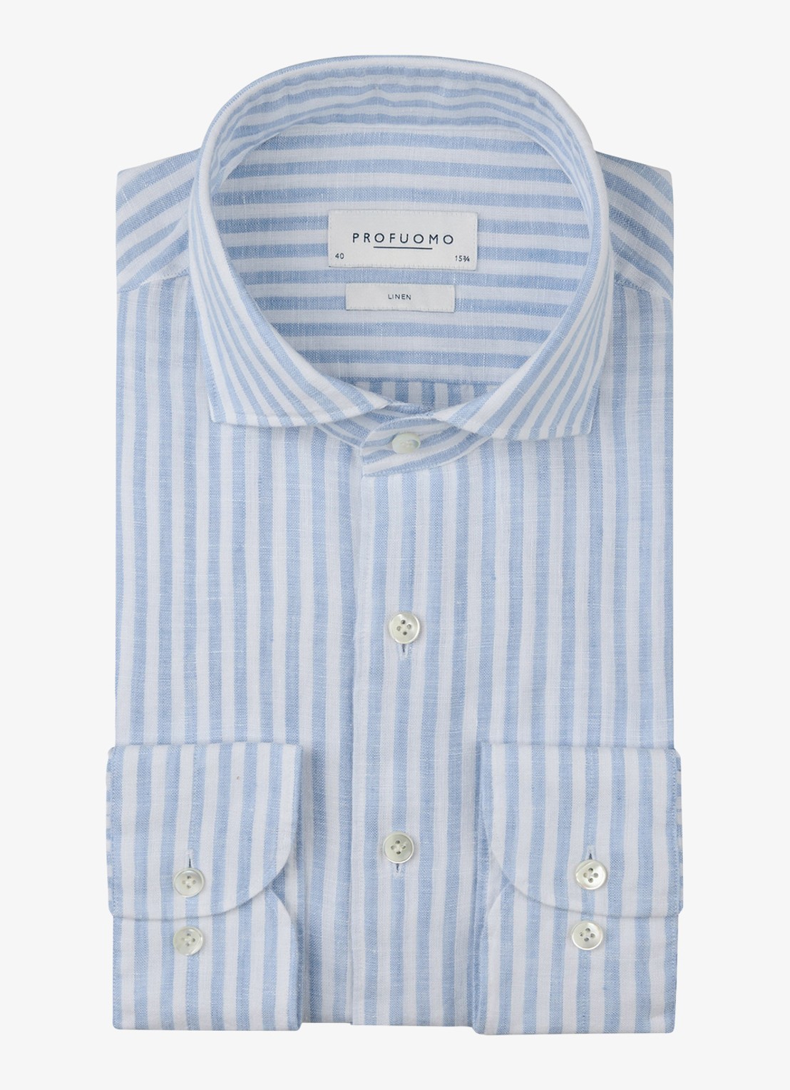 Profuomo Slim fit shirt in linnen - voorkant 5 blauw
