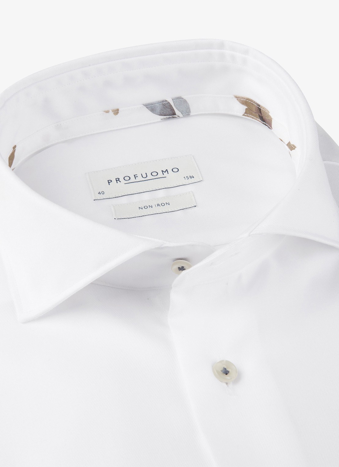 Profuomo Slim fit shirt met cutaway kraag - detail 5 wit