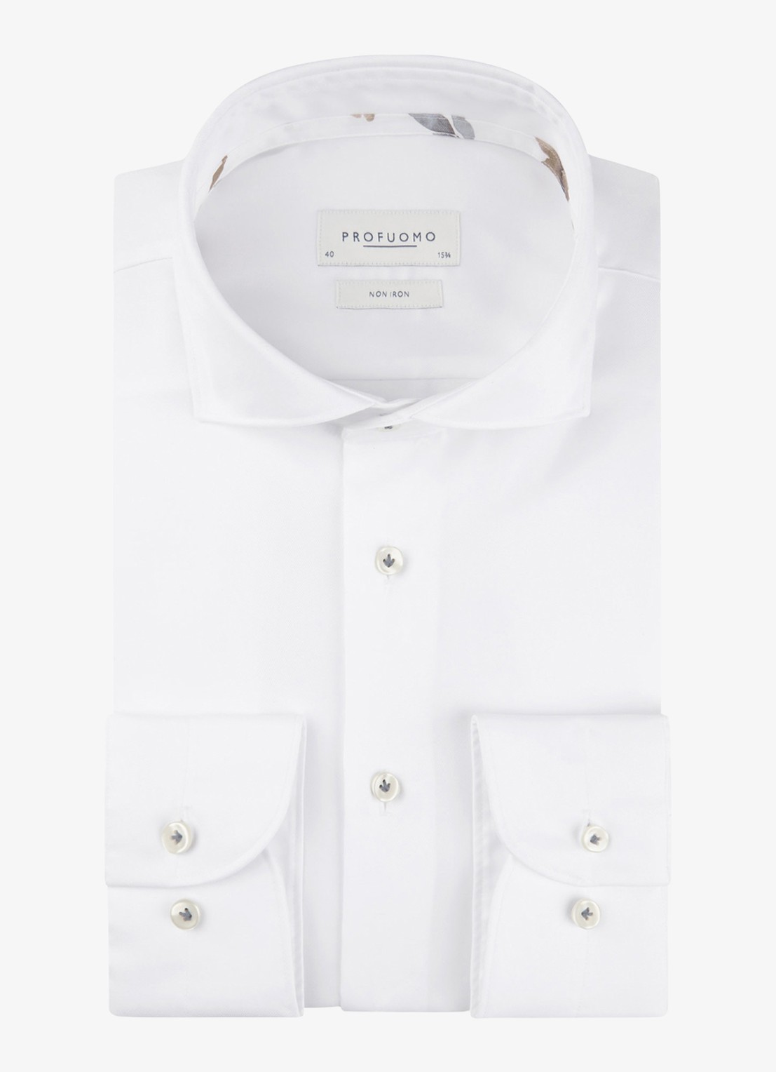 Profuomo Slim fit shirt met cutaway kraag - voorkant wit