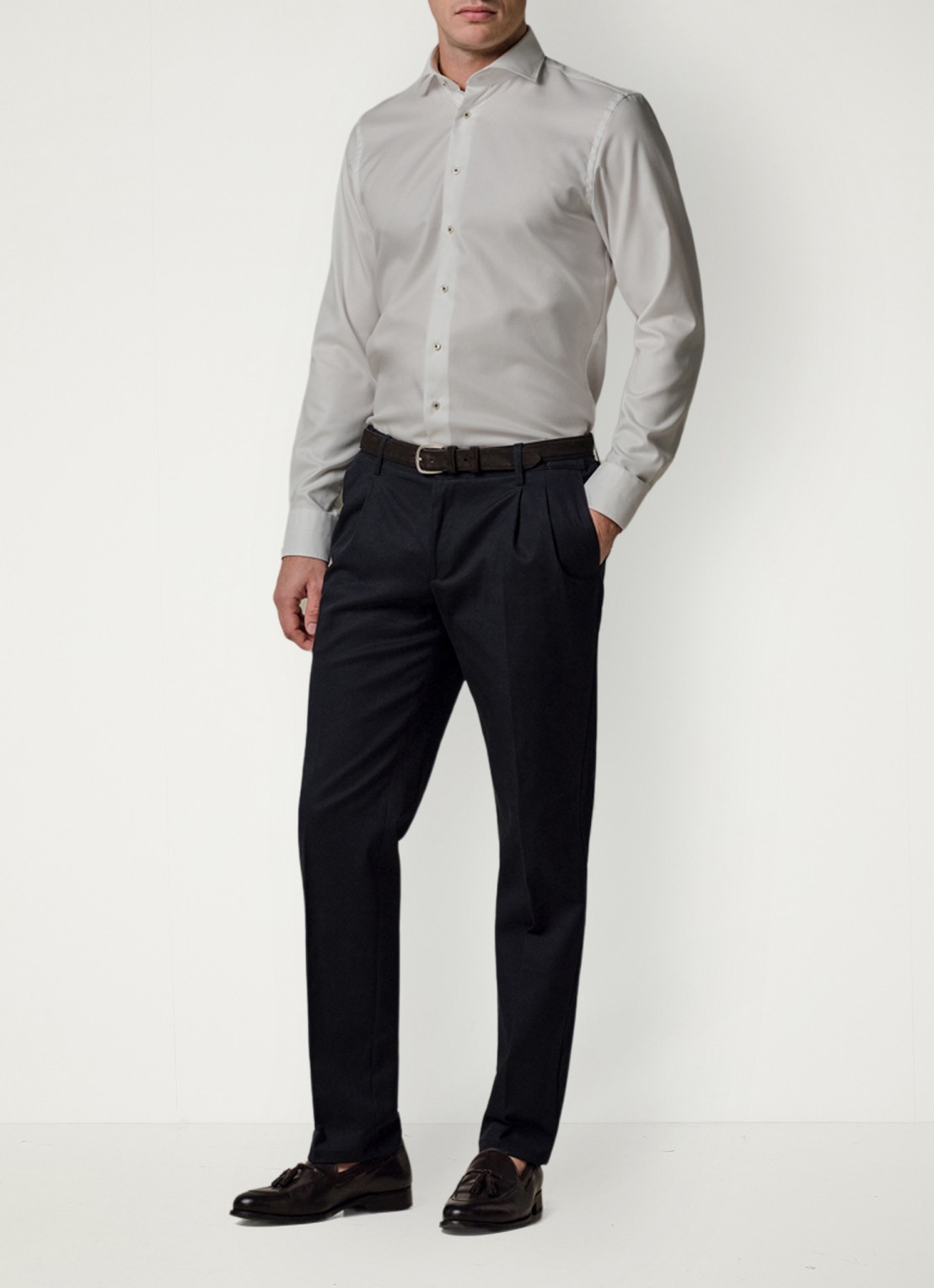 Profuomo Slim fit shirt met cutaway kraag - voorkant 2 wit