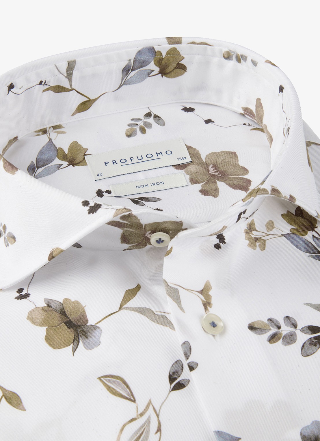 Profuomo Slim fit shirt met print - detail wit