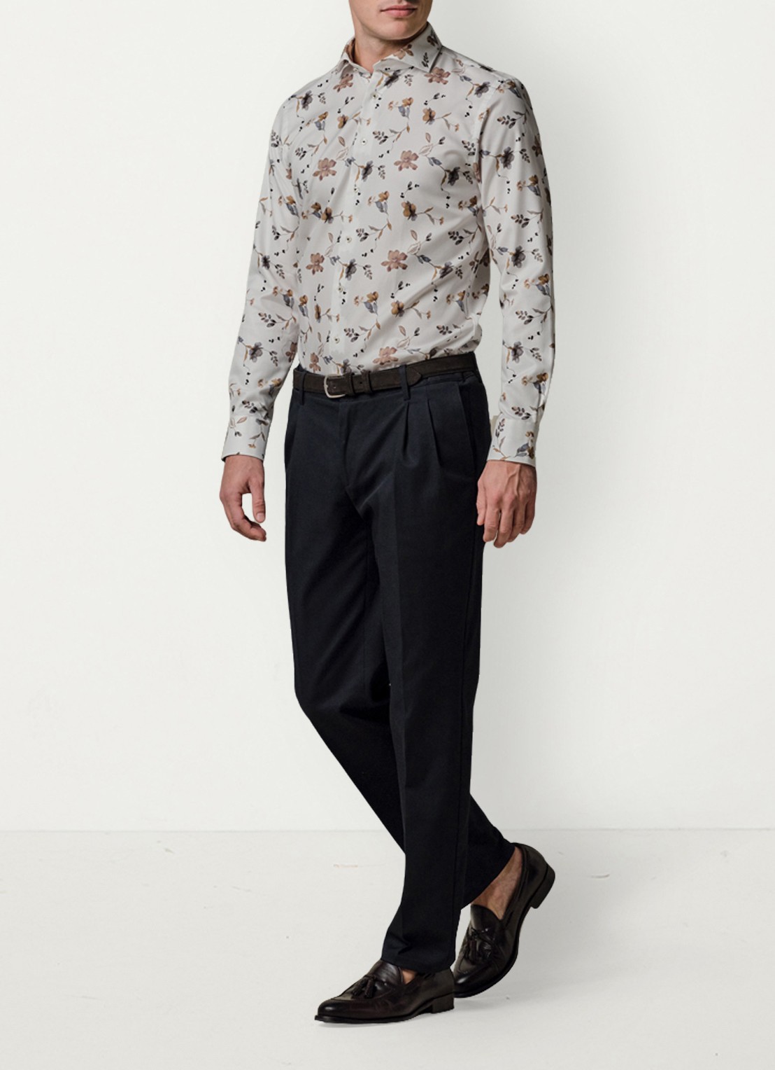 Profuomo Slim fit shirt met print - voorkant 3 wit