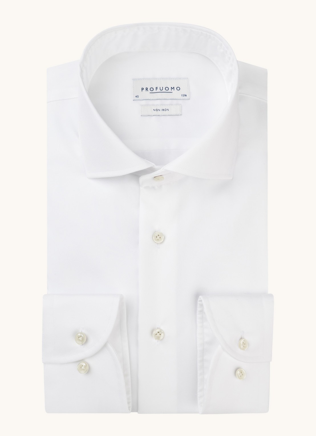 Profuomo Slim fit strijkvrij overhemd - voorkant 2 wit
