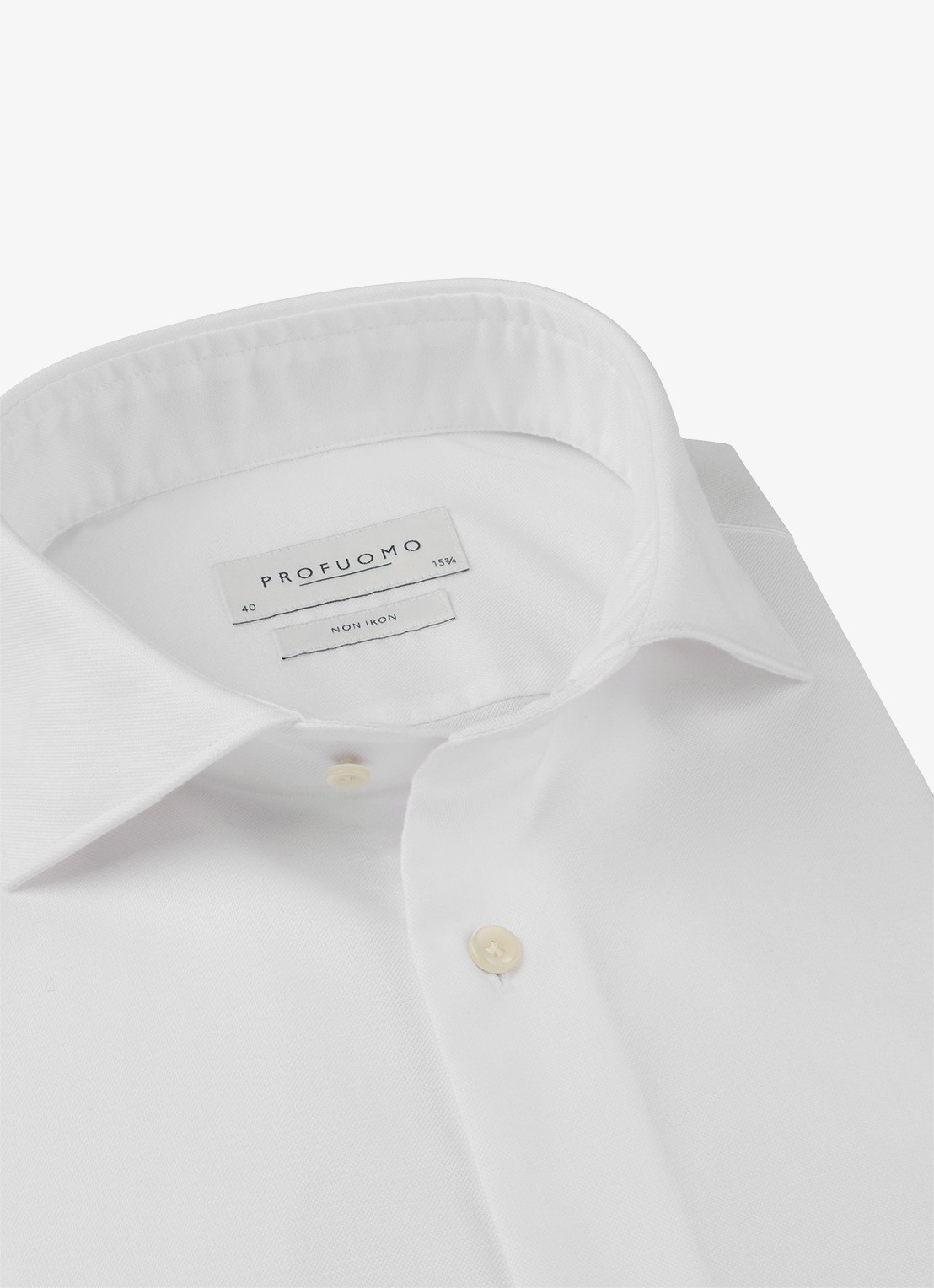 Profuomo Slim fit strijkvrij shirt met cutaway kraag - detail wit