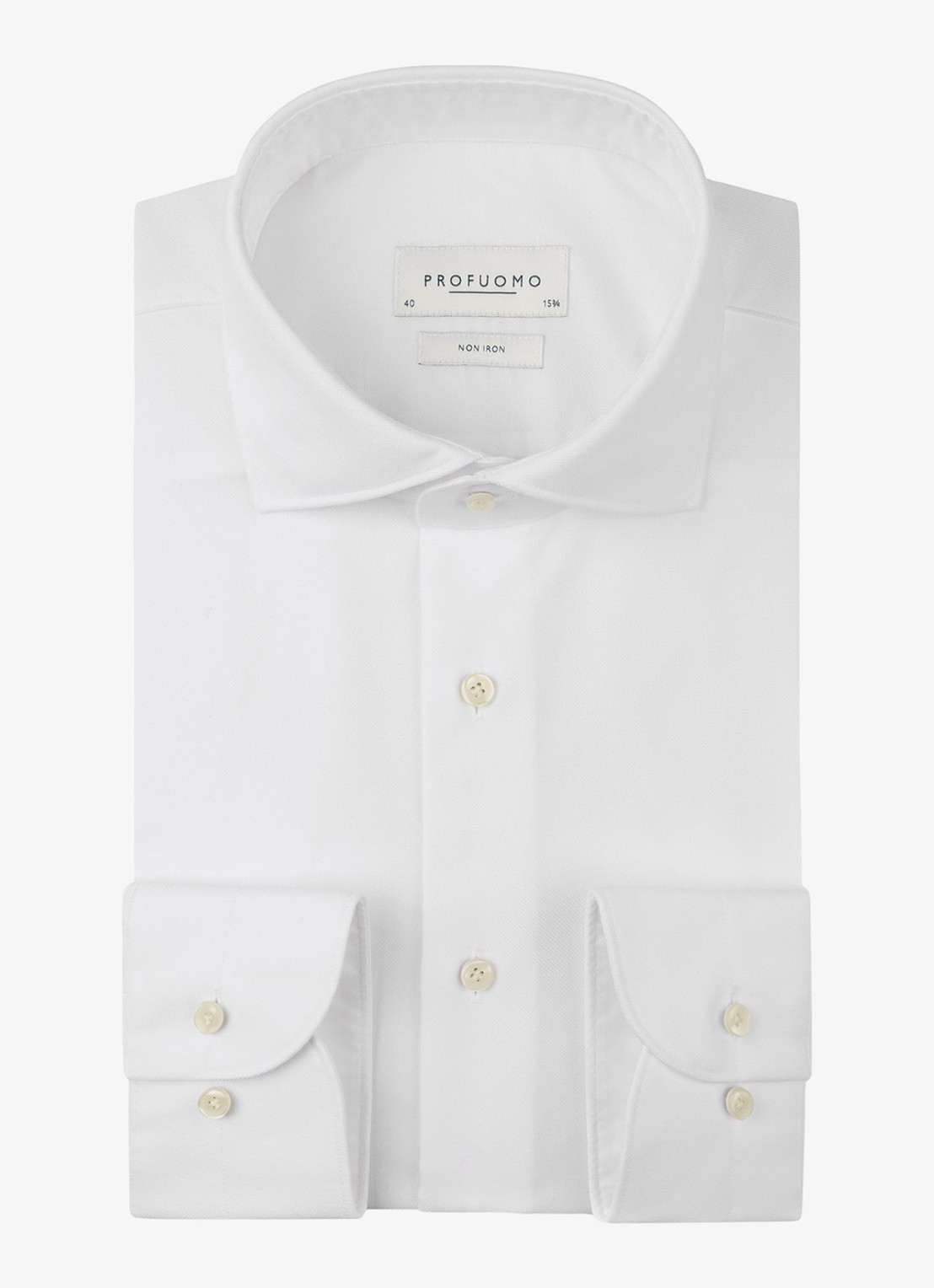 Profuomo Slim fit strijkvrij shirt met cutaway kraag - voorkant 2 wit