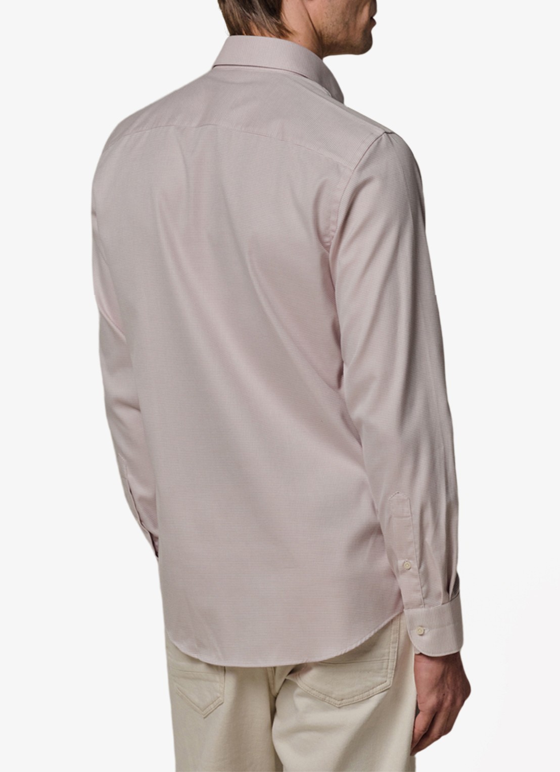 Profuomo Slim fit strijkvrij shirt met cutaway kraag - achterkant roze