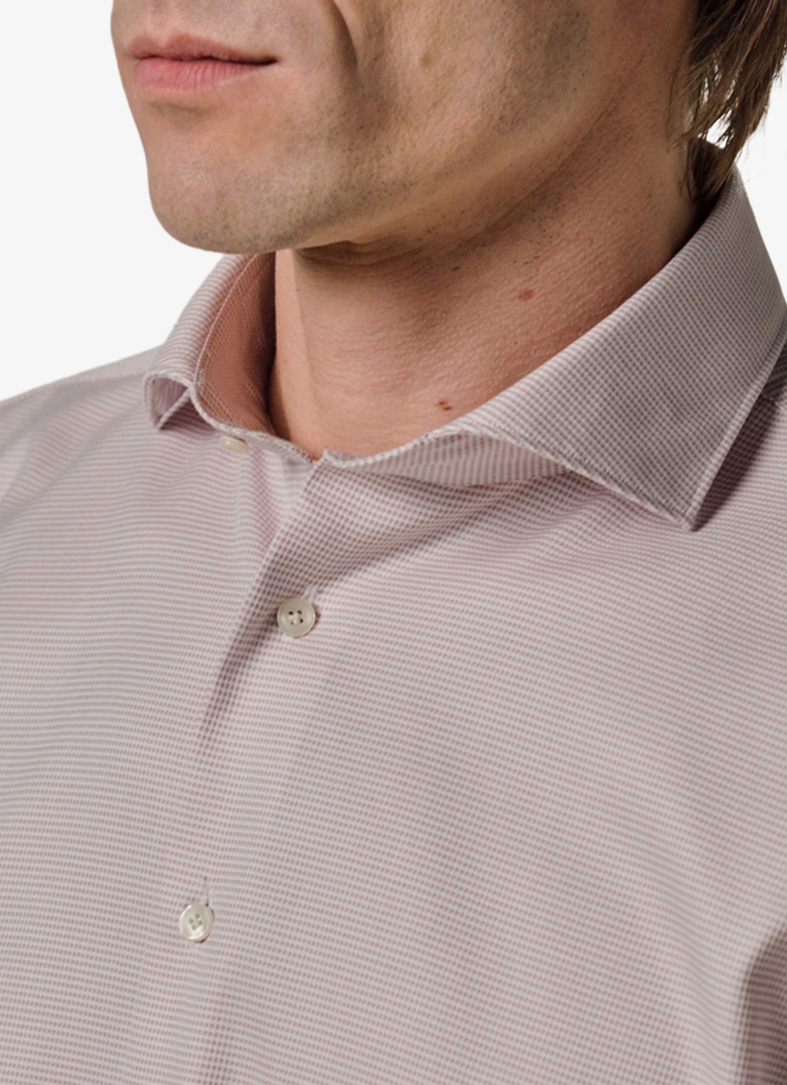 Profuomo Slim fit strijkvrij shirt met cutaway kraag - detail 5 roze