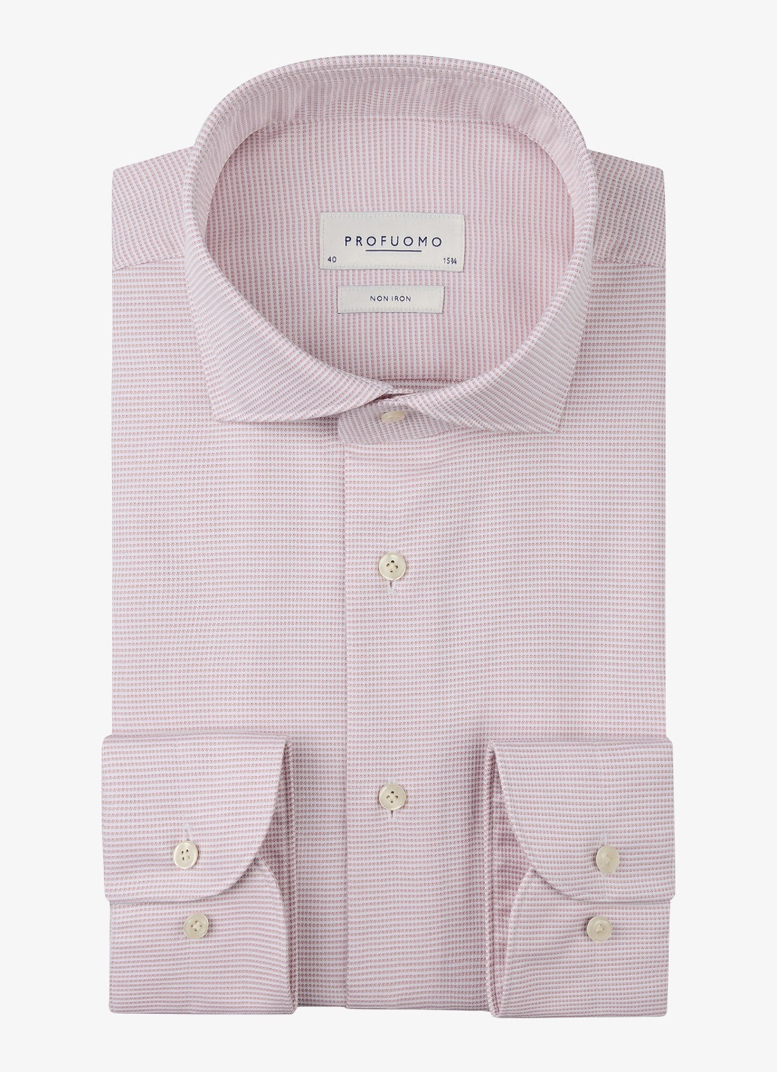 Profuomo Slim fit strijkvrij shirt met cutaway kraag - voorkant 2 roze