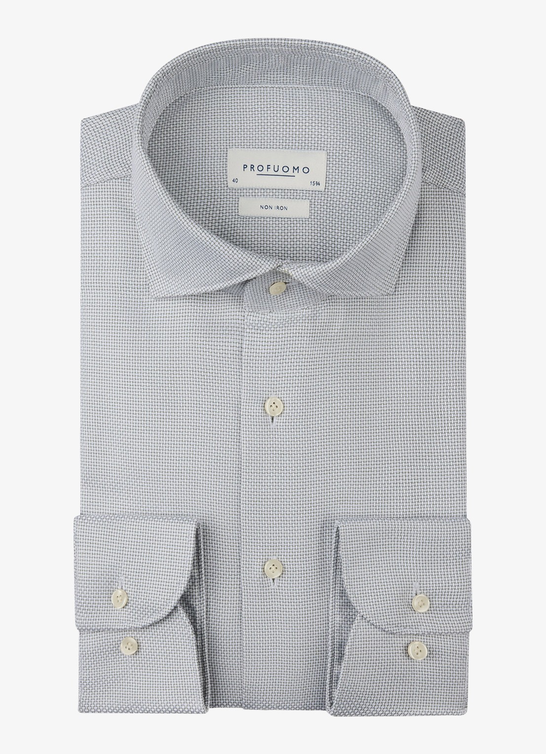 Profuomo Slim fit strijkvrij shirt met cutaway kraag - voorkant groen