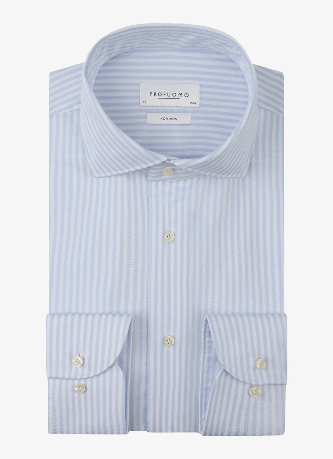 Profuomo Slim fit strijkvrij shirt met cutaway kraag - voorkant 2 lichtblauw