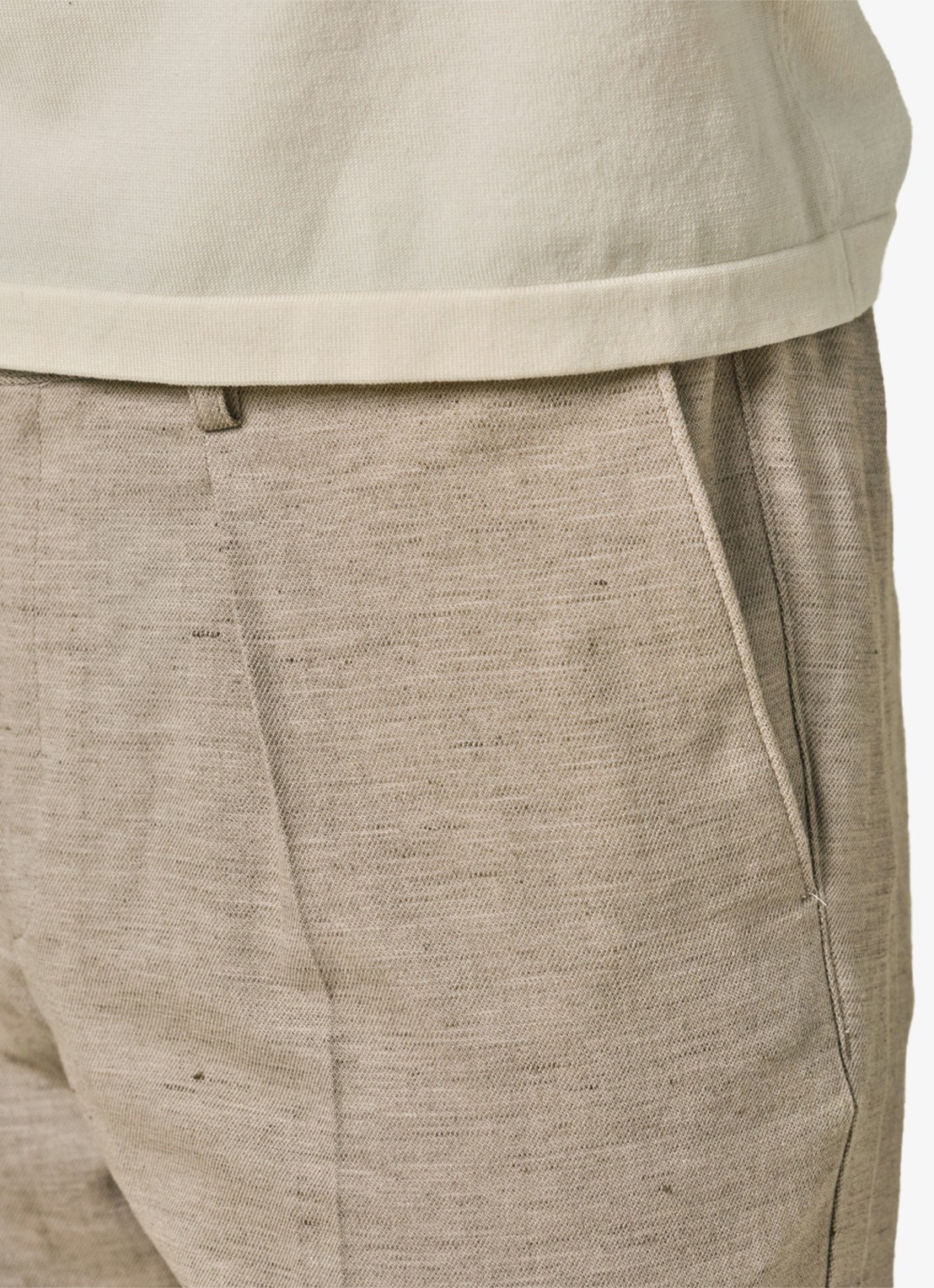 Profuomo Straight fit chino in linnenblend - detail 4 zand