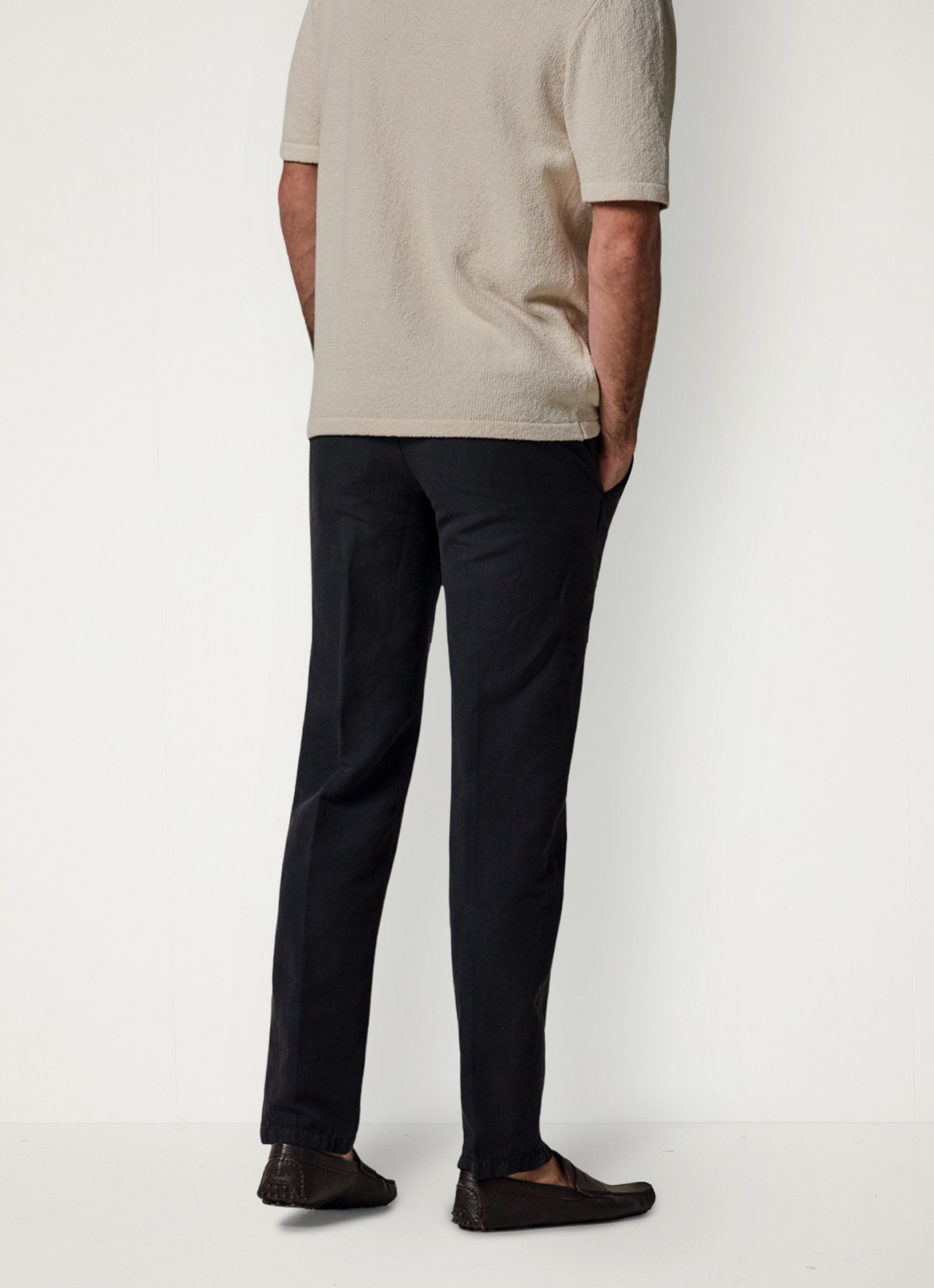Profuomo Straight fit chino katoen linen blend - achterkant 6 blauw