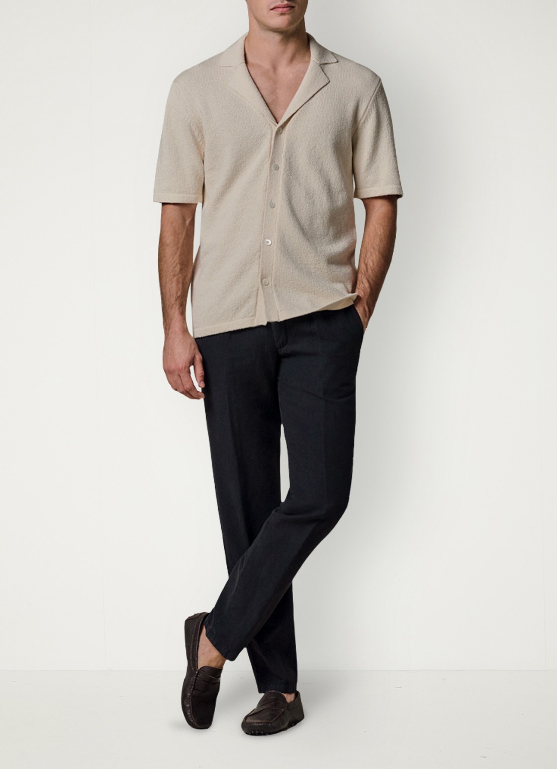 Profuomo Straight fit chino katoen linen blend - voorkant 5 blauw