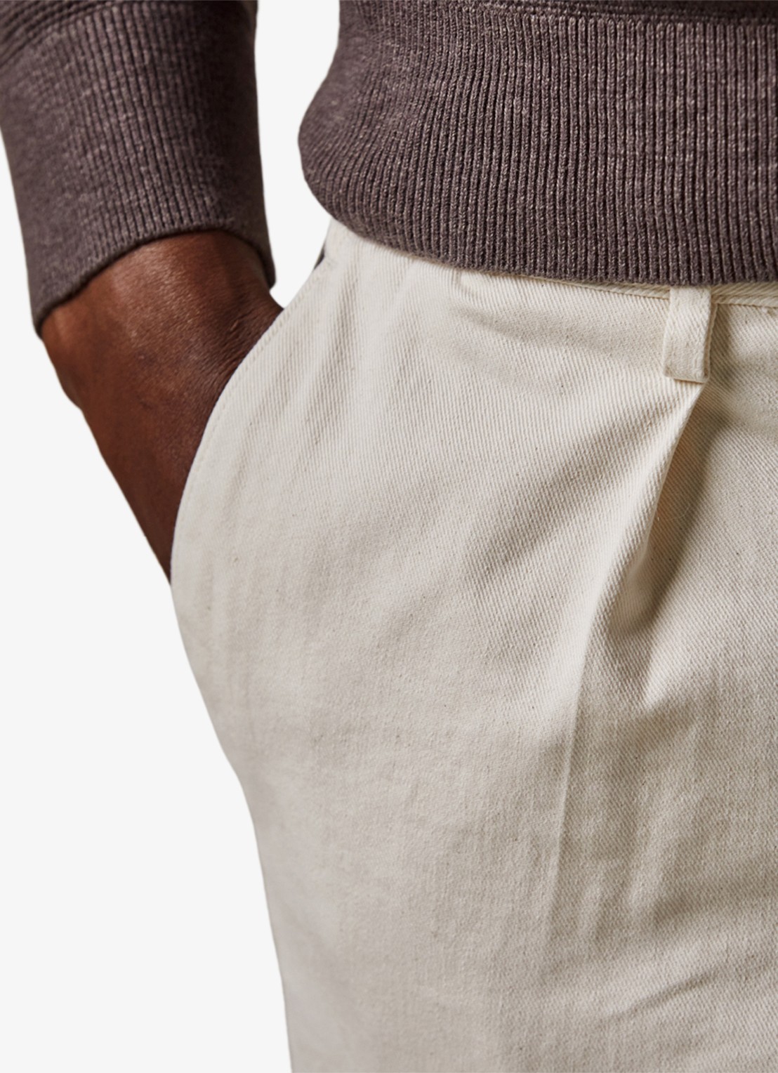 Profuomo Straight fit chino met steekzakken - detail 4 gebroken wit