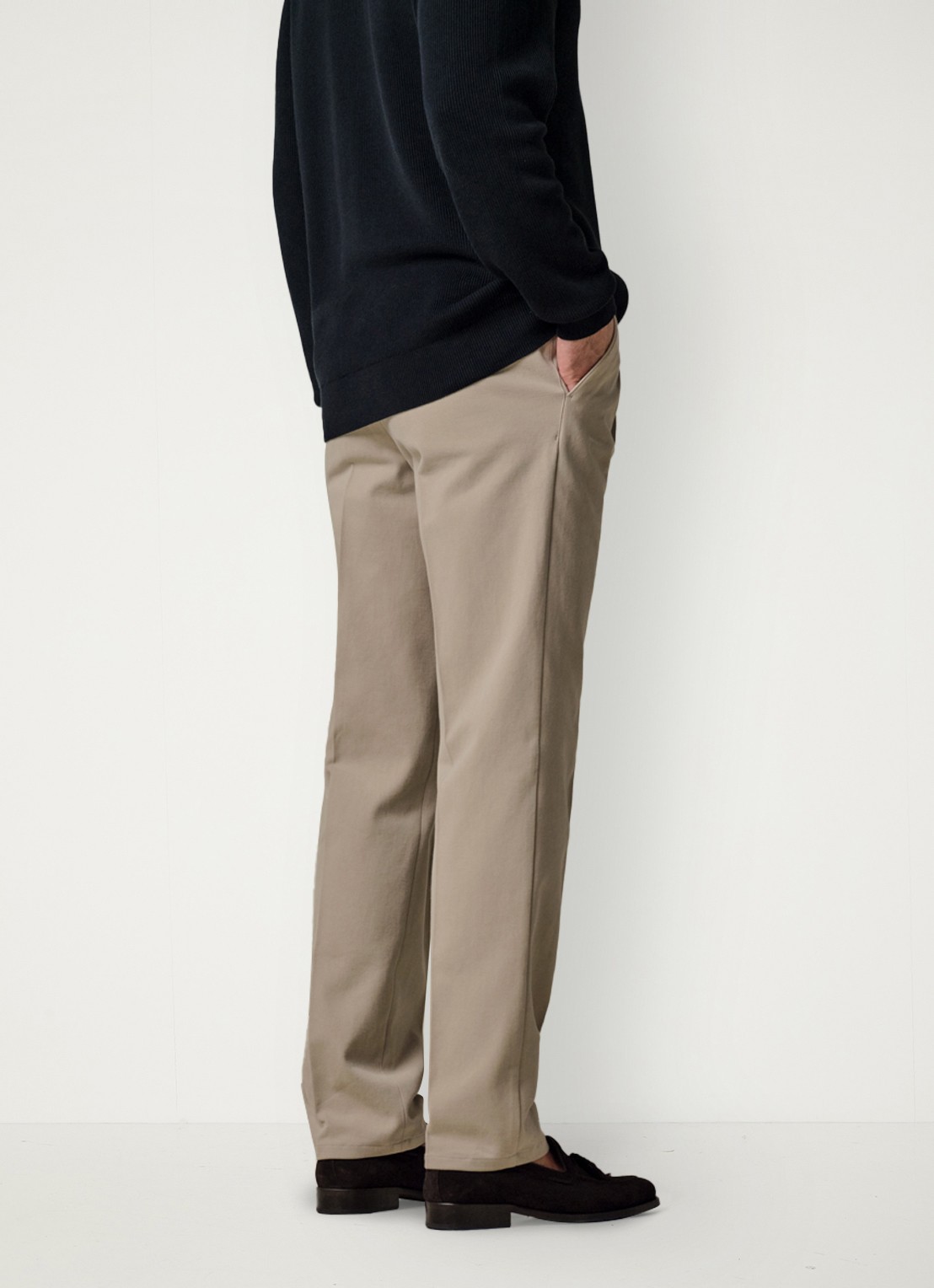 Profuomo Straight fit chino met steekzakken - achterkant beige