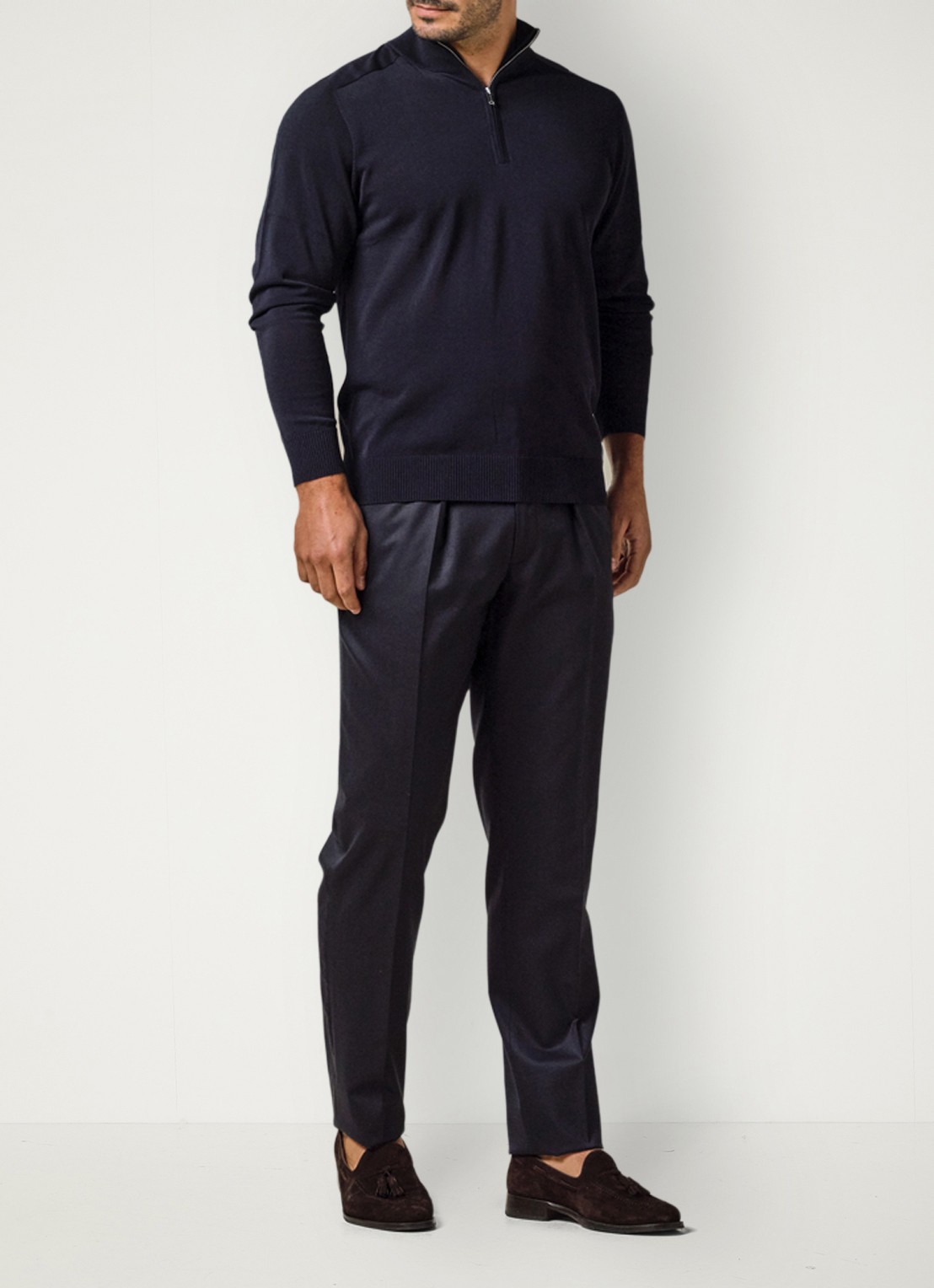 Profuomo Straight fit chino van wol - voorkant 2 donkerblauw