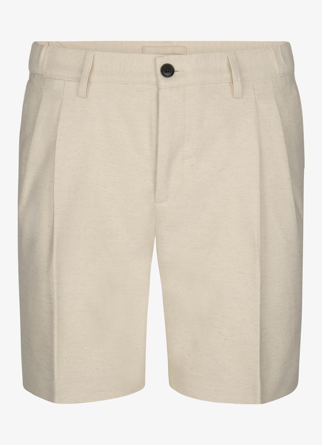 Profuomo Straight fit korte broek in linnenblend - voorkant wit