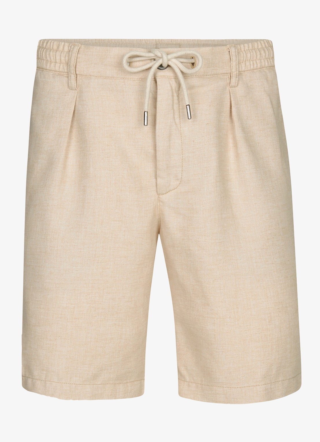 Profuomo Straight fit korte broek in linnenblend - voorkant zand