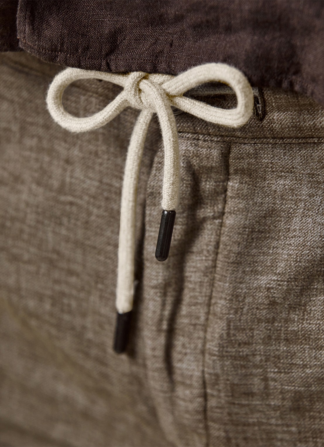 Profuomo Straight fit korte broek in linnenblend - detail 2 bruin