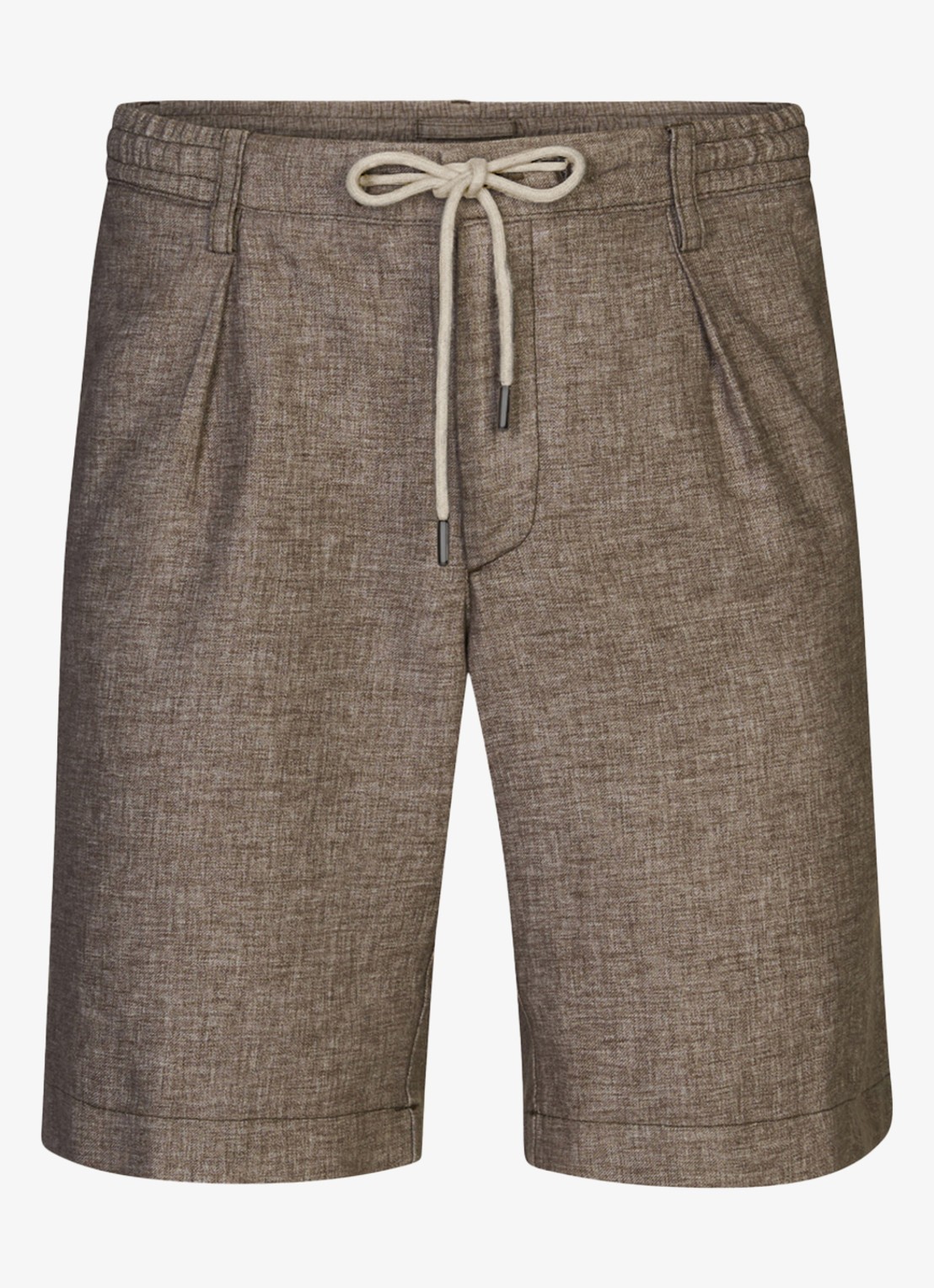 Profuomo Straight fit korte broek in linnenblend - voorkant 4 bruin