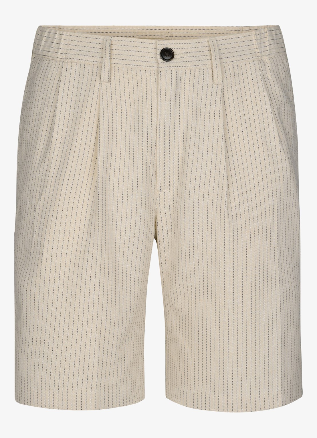 Profuomo Straight fit korte broek in linnenblend - voorkant 4 gebroken wit