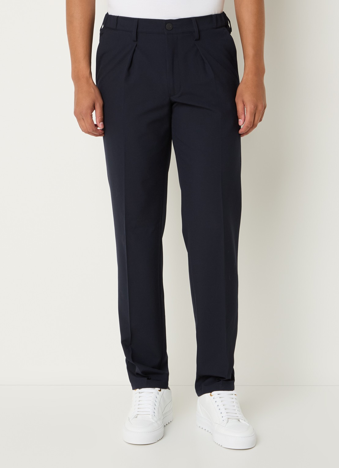 Profuomo Straight fit pantalon met steekzakken - detail 3 donkerblauw