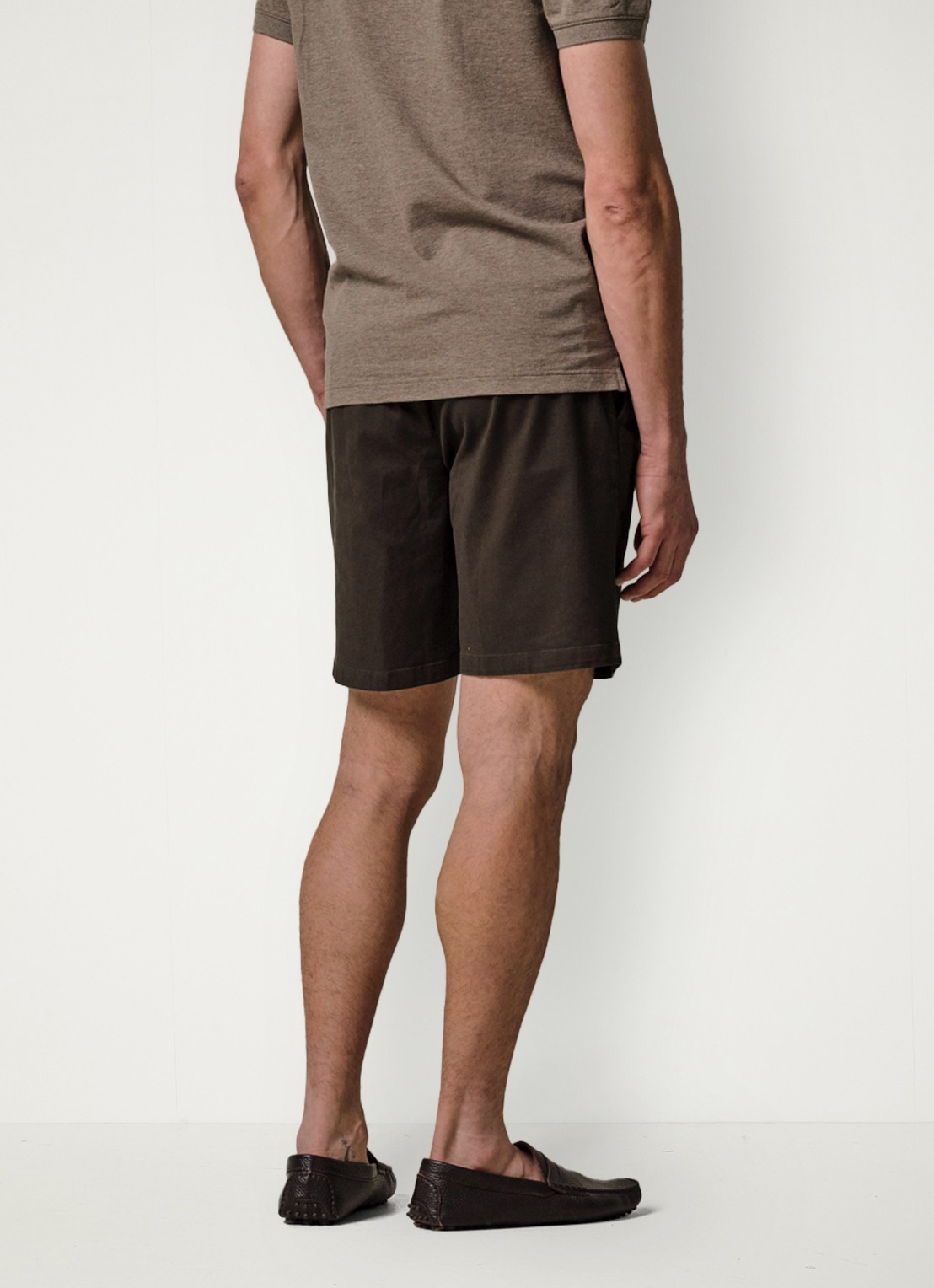 Profuomo Straight fit short met stretch - achterkant 6 donkerbruin
