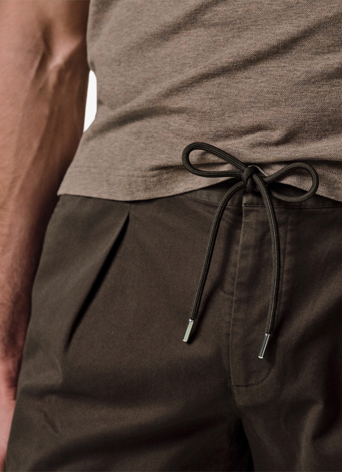 Profuomo Straight fit short met stretch - detail 2 donkerbruin