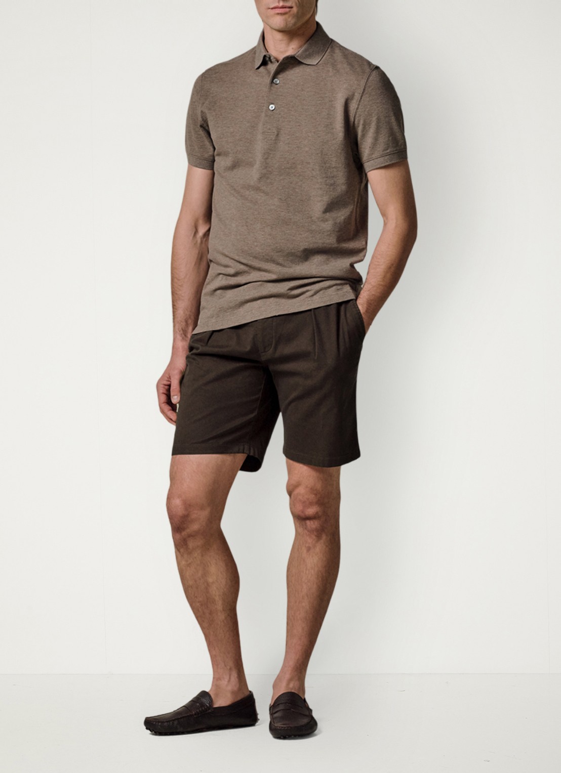 Profuomo Straight fit short met stretch - voorkant 5 donkerbruin