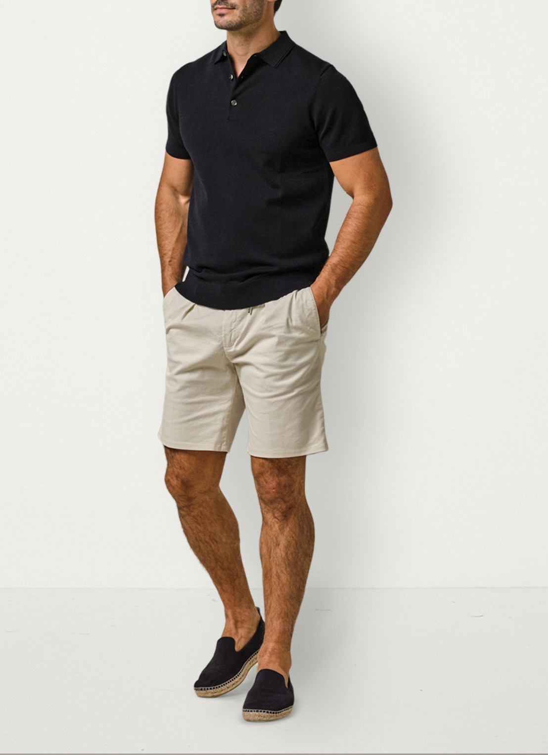 Profuomo Straight fit short met stretch - voorkant 2 gebroken wit