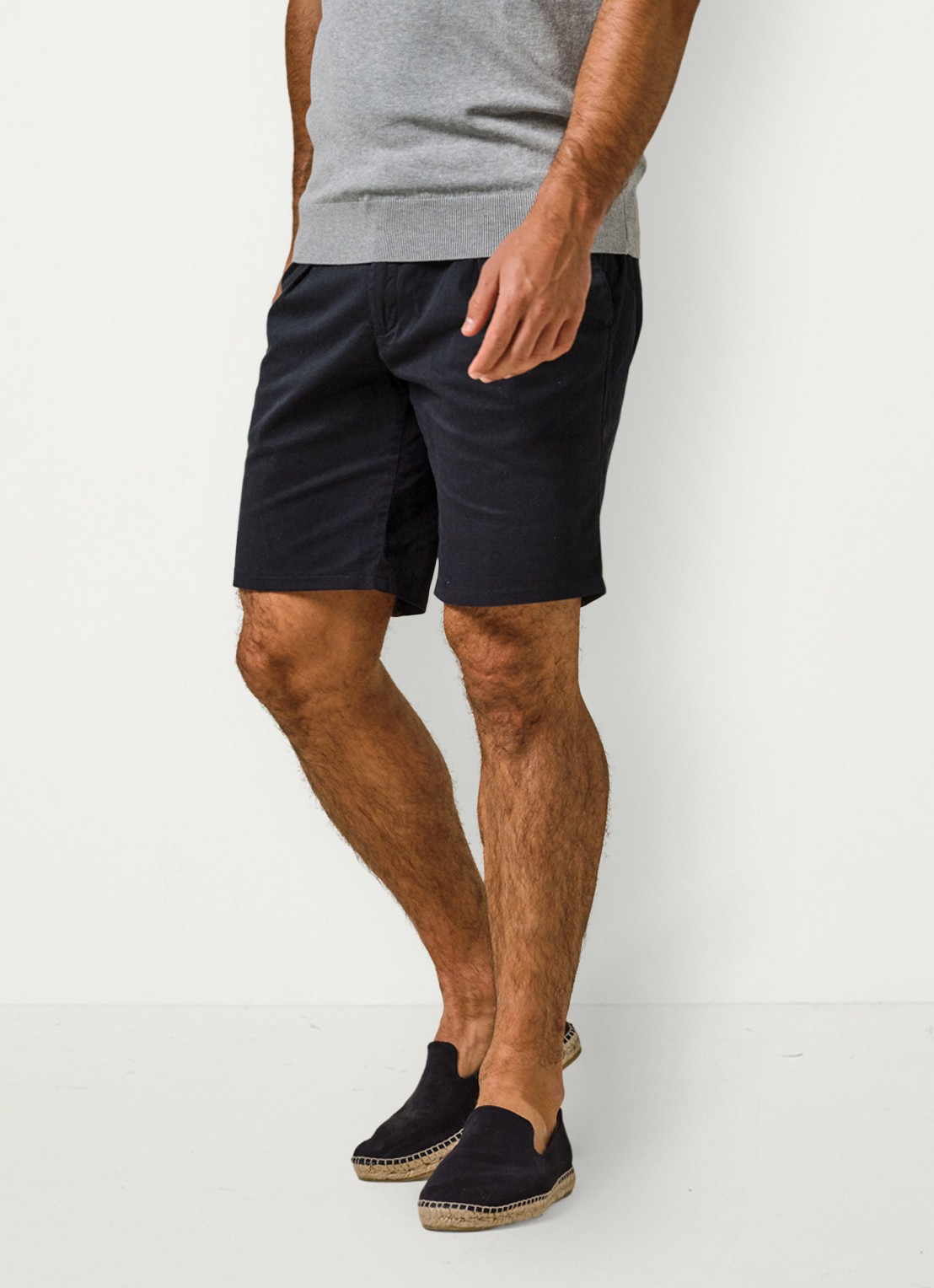 Profuomo Straight fit short met stretch - detail donkerblauw