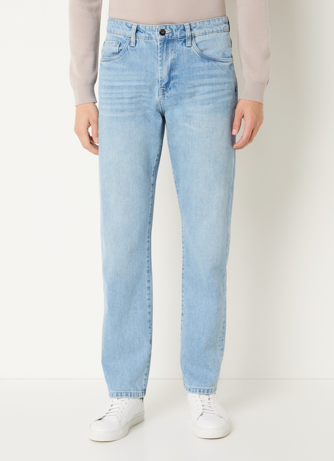 Profuomo Straight leg jeans met lichte wassing - detail 4 indigo