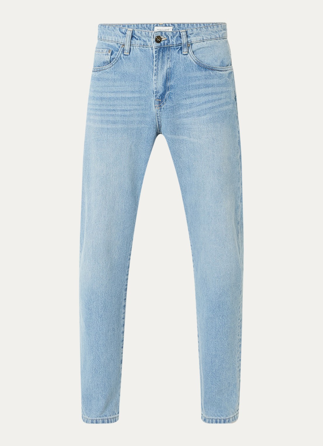 Profuomo Straight leg jeans met lichte wassing - voorkant indigo