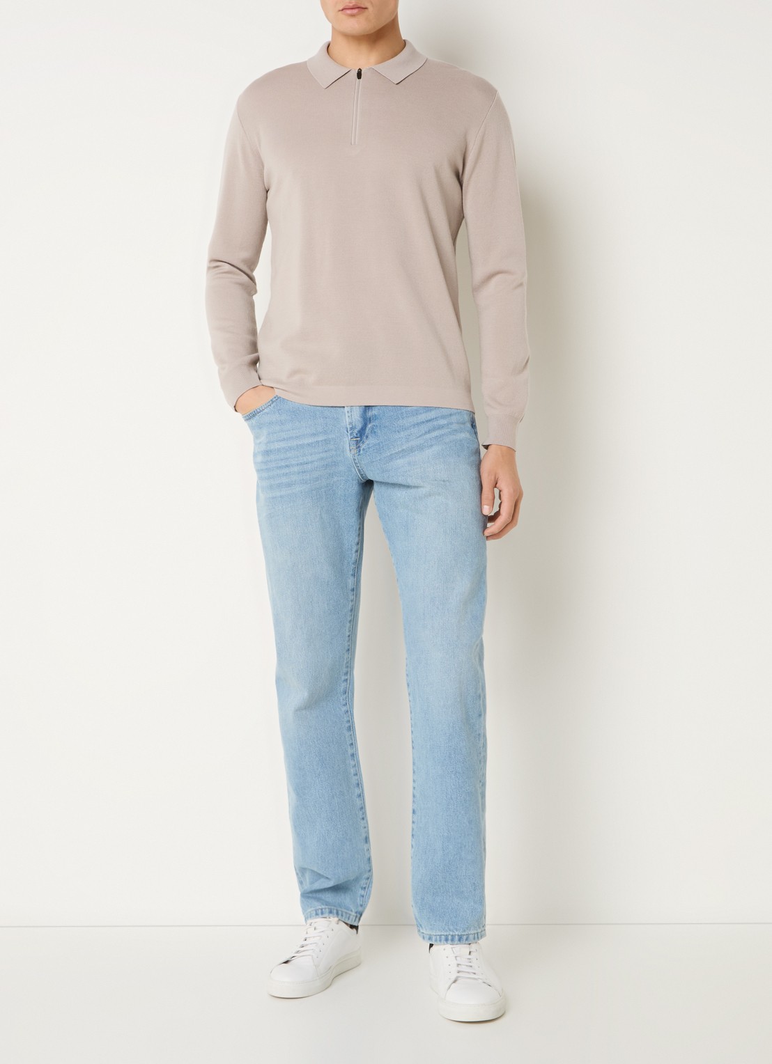 Profuomo Straight leg jeans met lichte wassing - voorkant 2 indigo