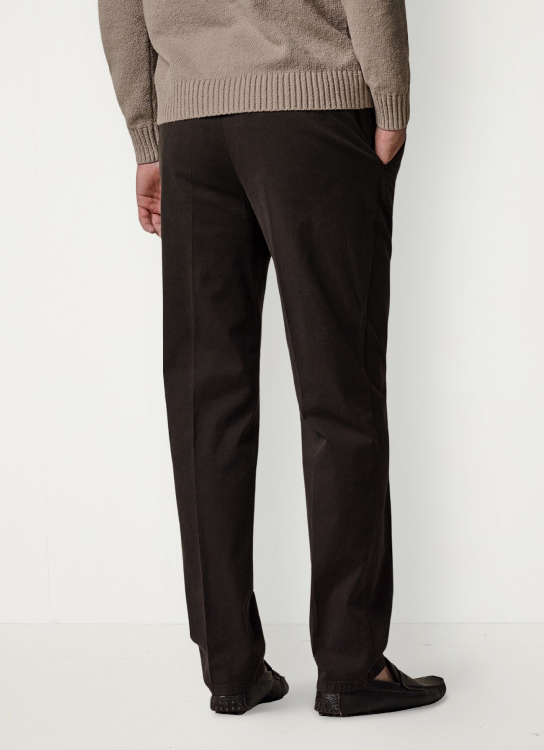 Profuomo Straigth fit chino met stretch - achterkant 6 donkerbruin