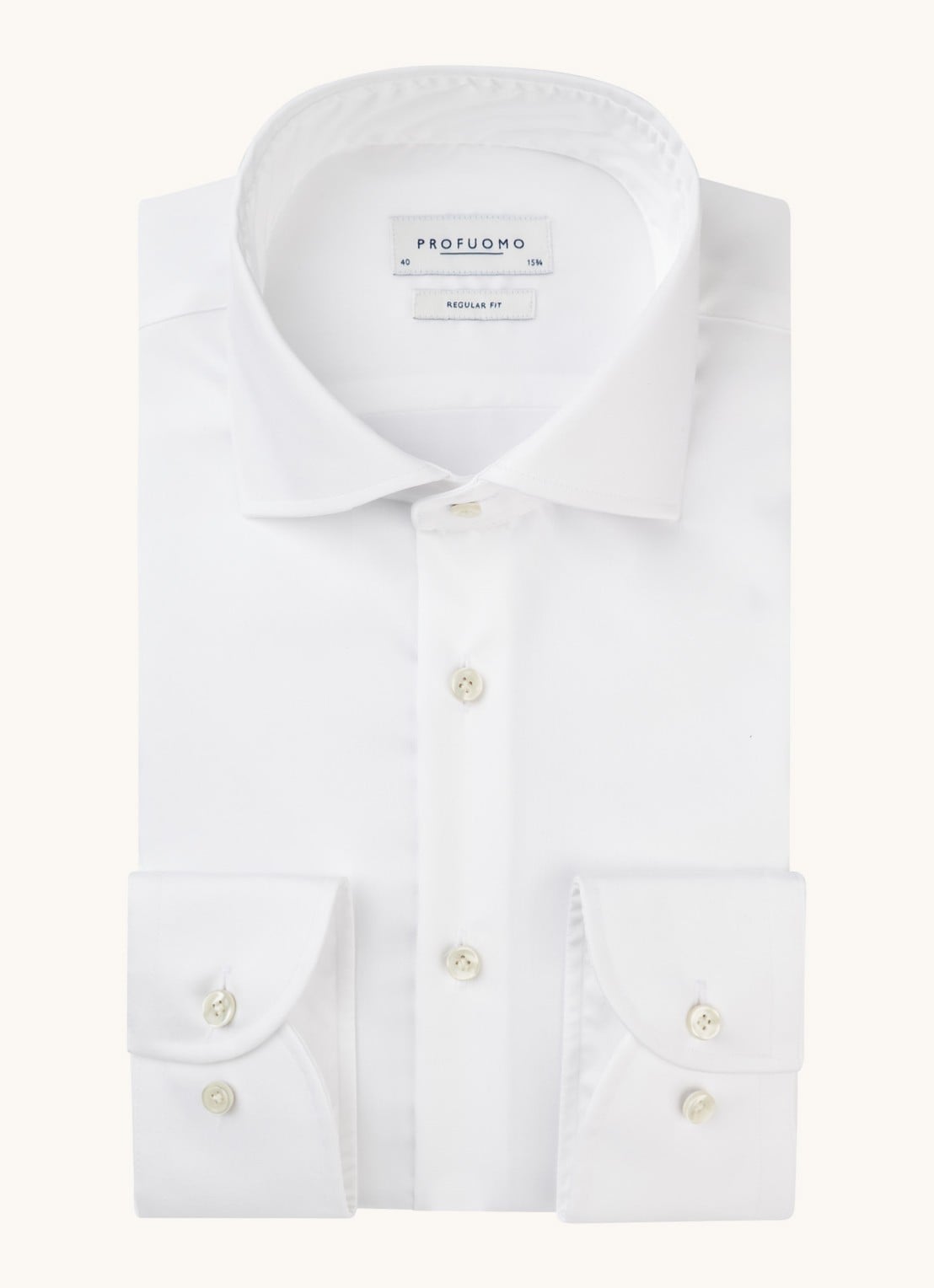 Profuomo Strijkvrij regular fit overhemd - voorkant 3 wit