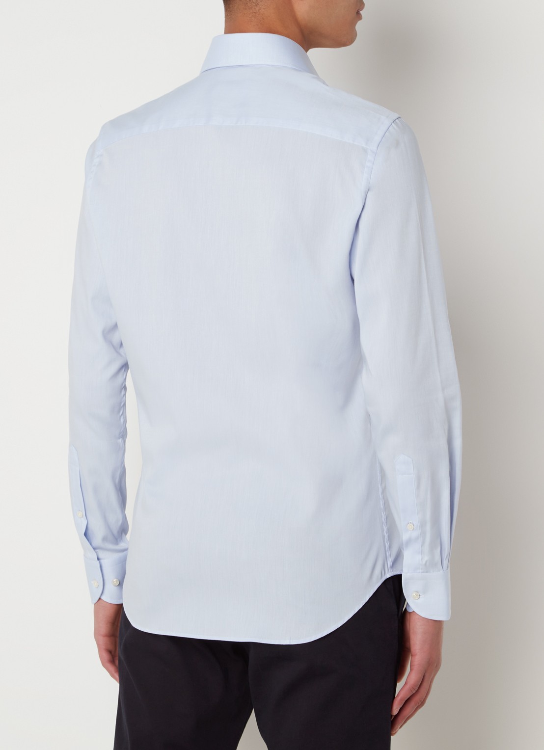 Profuomo Strijkvrij slim fit overhemd met cut away kraag - achterkant lichtblauw