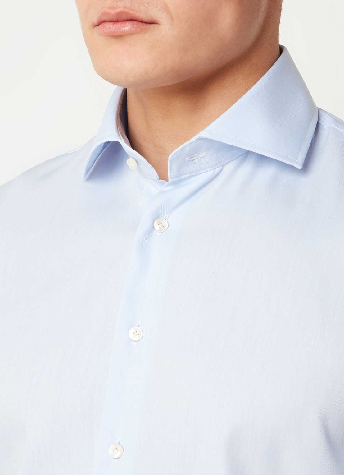 Profuomo Strijkvrij slim fit overhemd met cut away kraag - detail 3 lichtblauw