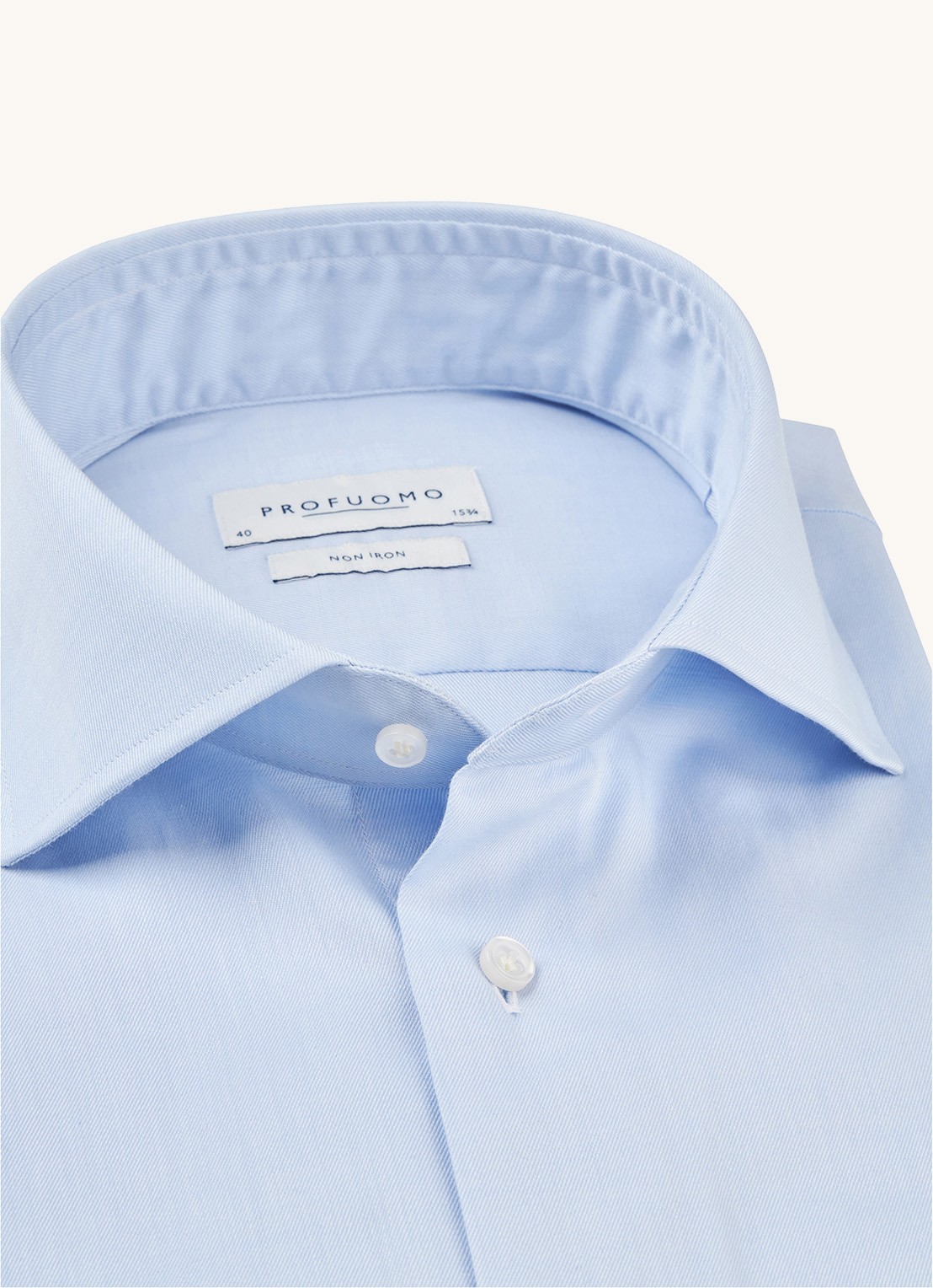 Profuomo Strijkvrij slim fit overhemd met cut away kraag - detail 4 lichtblauw