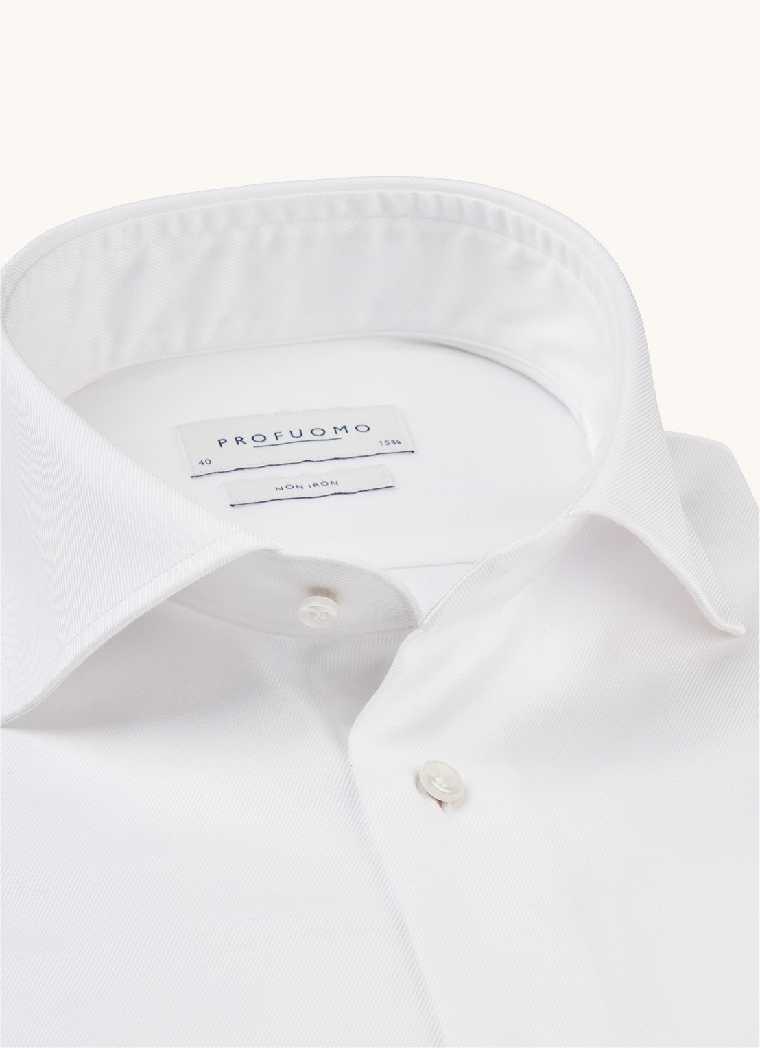 Profuomo Strijkvrij slim fit overhemd met dubbele manchet - detail 2 wit
