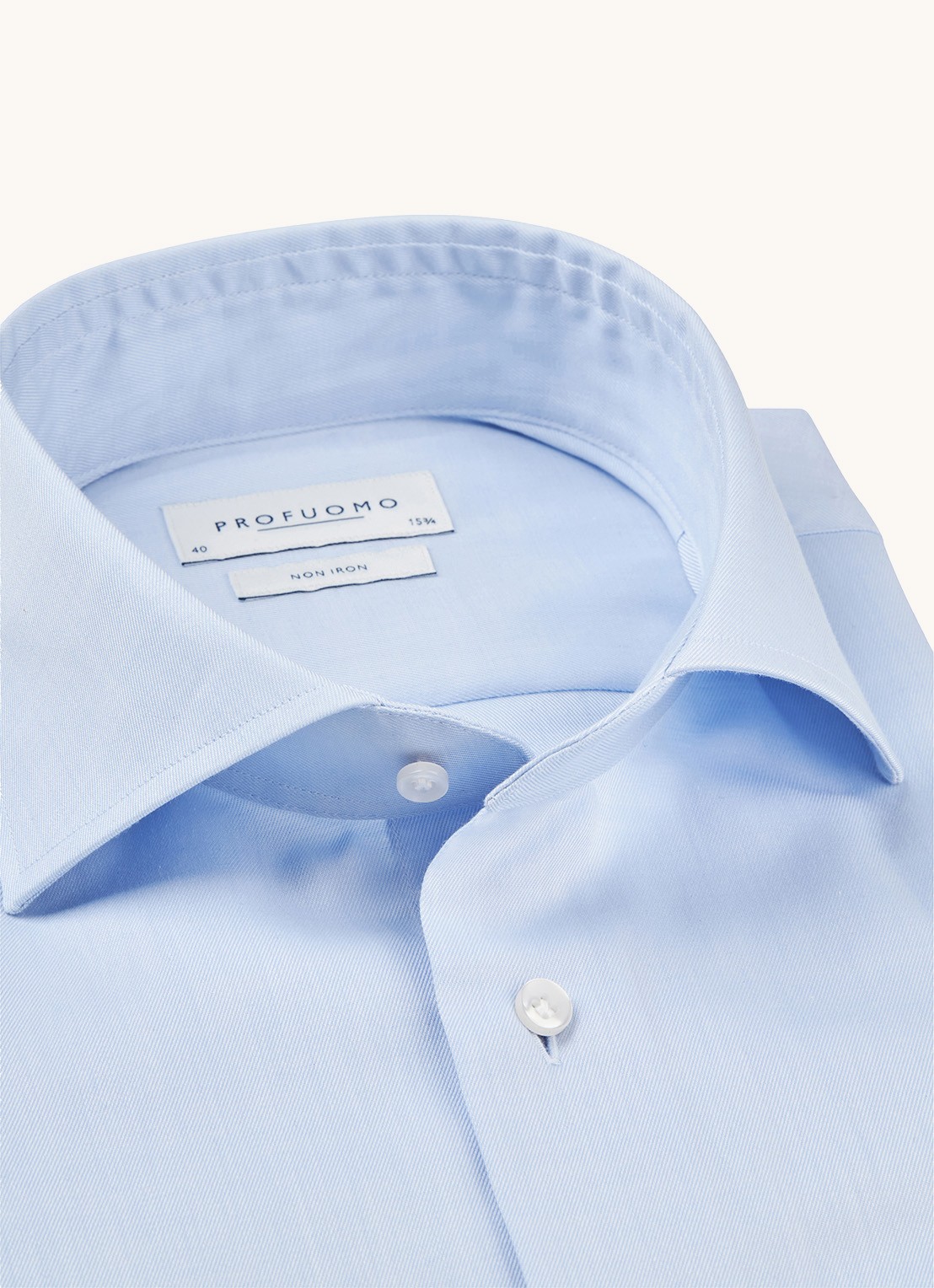 Profuomo Strijkvrij slim fit overhemd met extra lange mouw - detail 5 lichtblauw